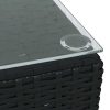 Garden Coffee Table 60x60x30 cm Poly Rattan and Glass – Black