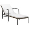 Garden Sun Lounger with Cushion Poly Rattan – Brown