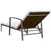 Garden Sun Lounger with Cushion Poly Rattan – Brown