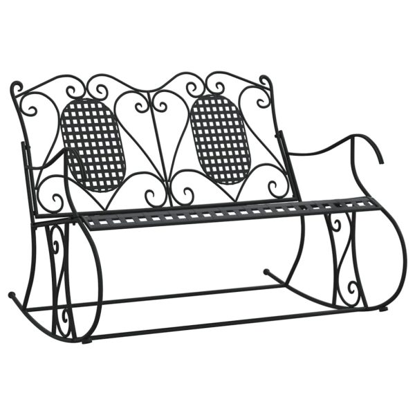 2-Seater Rocking Bench Black Steel