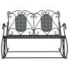 2-Seater Rocking Bench Black Steel – 113x84x94 cm