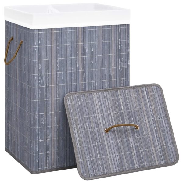 Bamboo Laundry Basket Grey 72 L