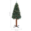 Slim Christmas Tree with Real Wood and Cones Green PVC – 150×66 cm, With cones