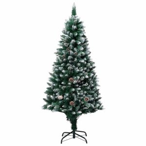 Artificial Christmas Tree with Pine Cones and White Snow – 180×100 cm