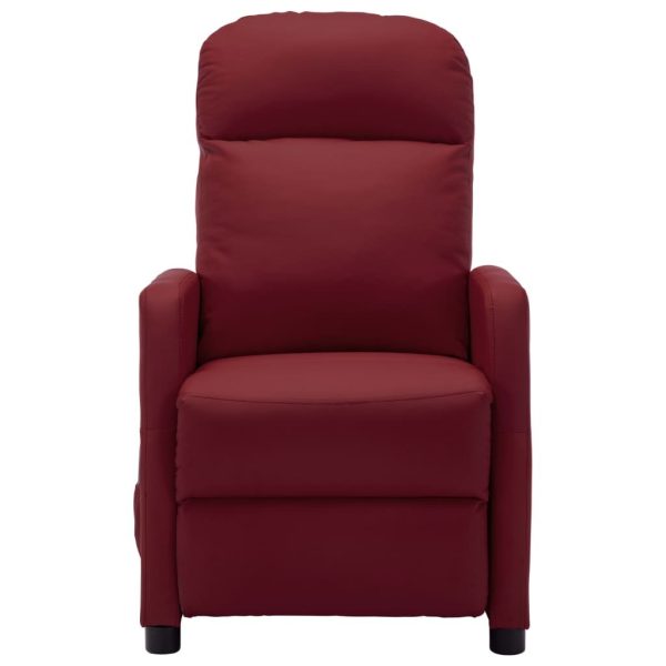 Massage Reclining Chair Faux Leather – Wine Red