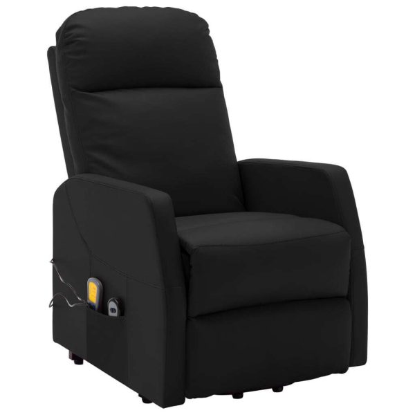 Stand-up Massage Recliner Faux Leather – Black