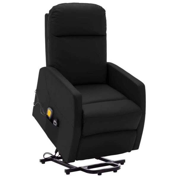 Stand-up Massage Recliner Faux Leather – Black