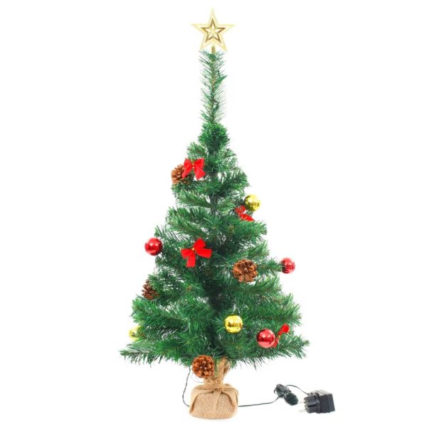 Artificial Christmas Tree with Baubles and LEDs Green 64 cm