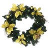Christmas Wreath with LED Lights 60 cm PVC – Green and Gold