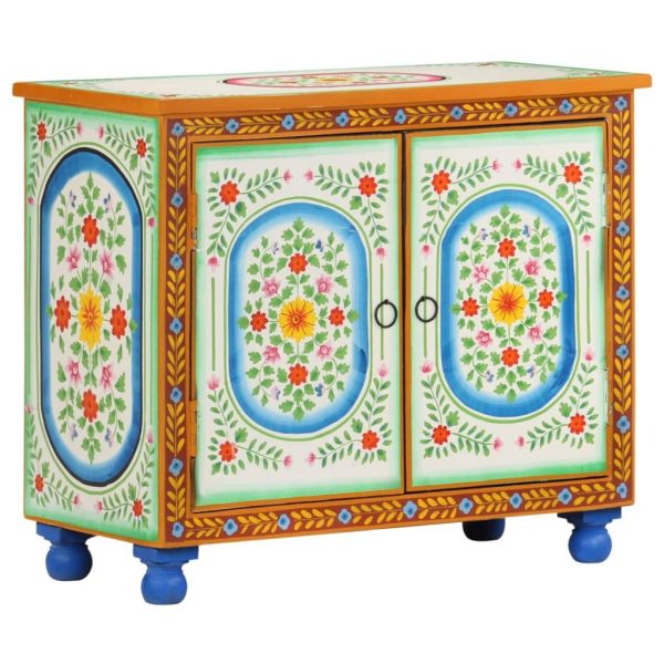 Hand Painted Sideboard 70x35x60 cm Solid Mango Wood – MULTICOLOUR