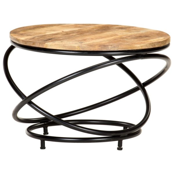 Coffee Table Black 60x60x40 cm – Solid Rough Mango Wood