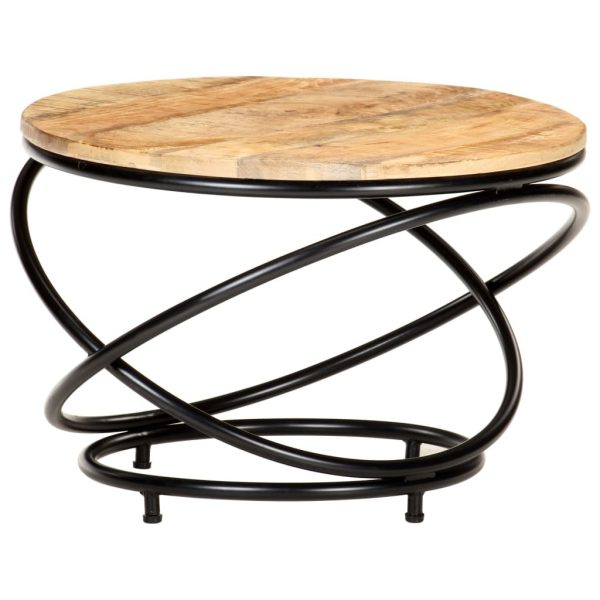 Coffee Table Black 60x60x40 cm – Solid Rough Mango Wood