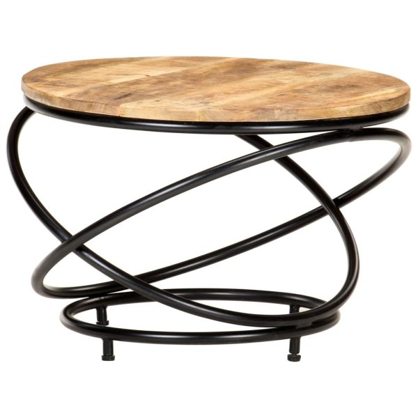 Coffee Table Black 60x60x40 cm – Solid Rough Mango Wood