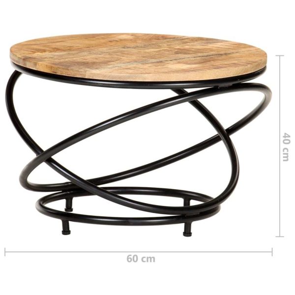 Coffee Table Black 60x60x40 cm – Solid Rough Mango Wood