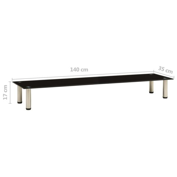 TV Stand Black 140x35x17 cm Tempered Glass