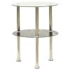 Tredegar 2-Tier Side Table Transparent 38x38x50 cm Tempered Glass – Transparent and Black Marble, Round