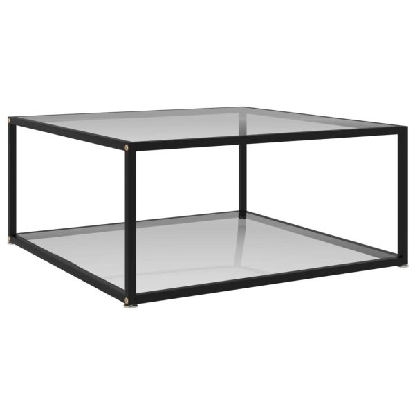 Coffee Table Transparent Tempered Glass – 80x80x35 cm, Transparent