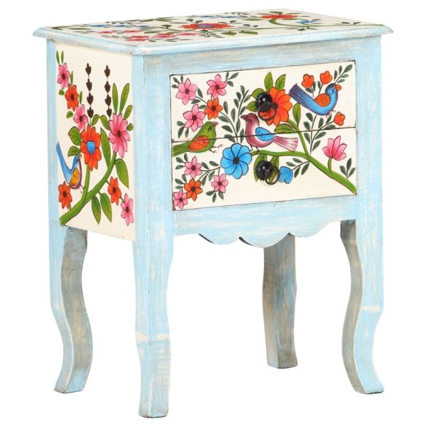Olney Hand Painted Bedside Cabinet 40x30x50 cm Solid Mango Wood