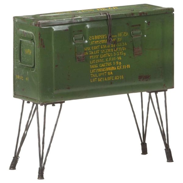 Storage Trunk Military Style 68x24x66 cm Iron