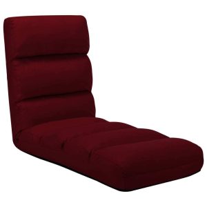 Folding Floor Chair Faux Leather – Wine Red