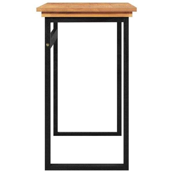 Desk Solid Teak Wood – 100x45x75 cm, Black