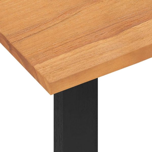 Desk Solid Teak Wood – 100x45x75 cm, Black