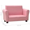 Children Sofa with Stool Faux Leather – Pink