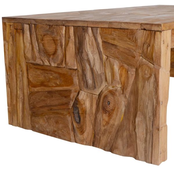 Coffee Table Erosion Solid Teak Wood 110x60x38 cm