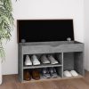 Shoe Bench with Cushion 80x30x47 cm Engineered Wood – Concrete Grey