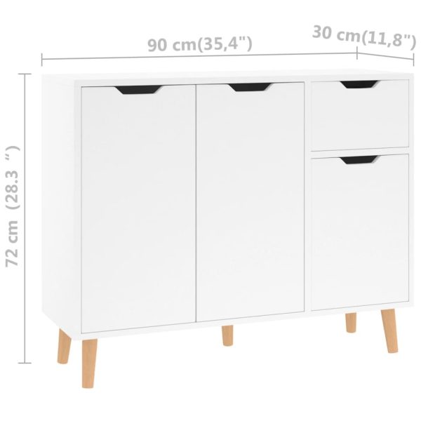 Sideboard 90x30x72 cm Engineered Wood – High Gloss White