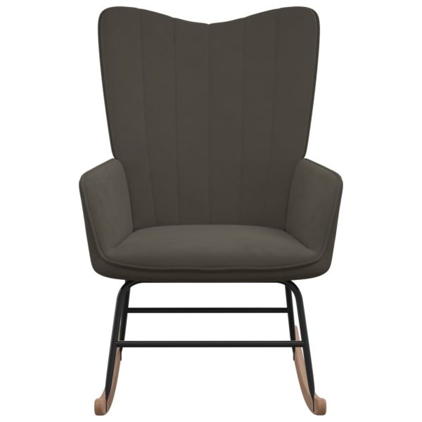 Rocking Chair Velvet – Dark Grey, Without Footrest