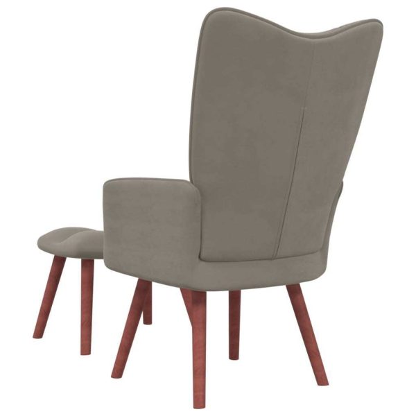 Relaxing Chair with a Stool Velvet – Light Grey