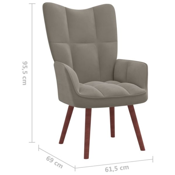 Relaxing Chair with a Stool Velvet – Light Grey