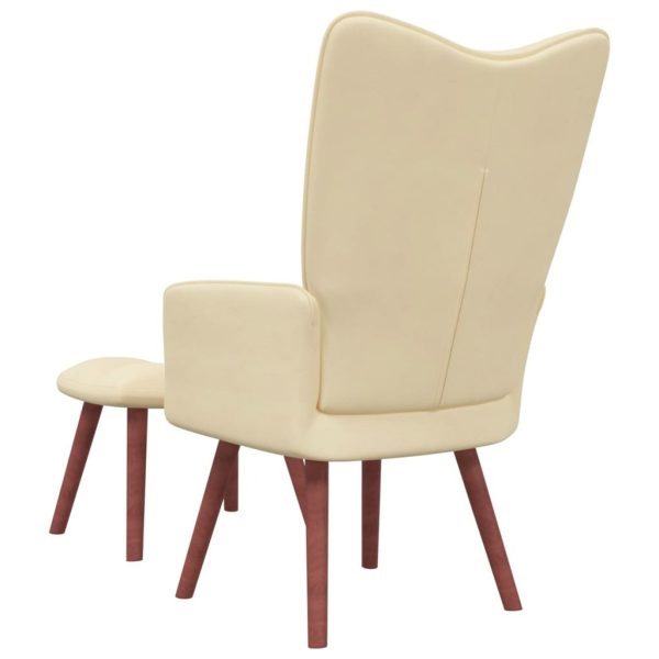 Relaxing Chair with a Stool Velvet – White
