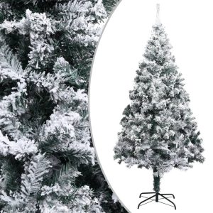 Artificial Christmas Tree with Flocked Snow Green PVC – 300×155 cm