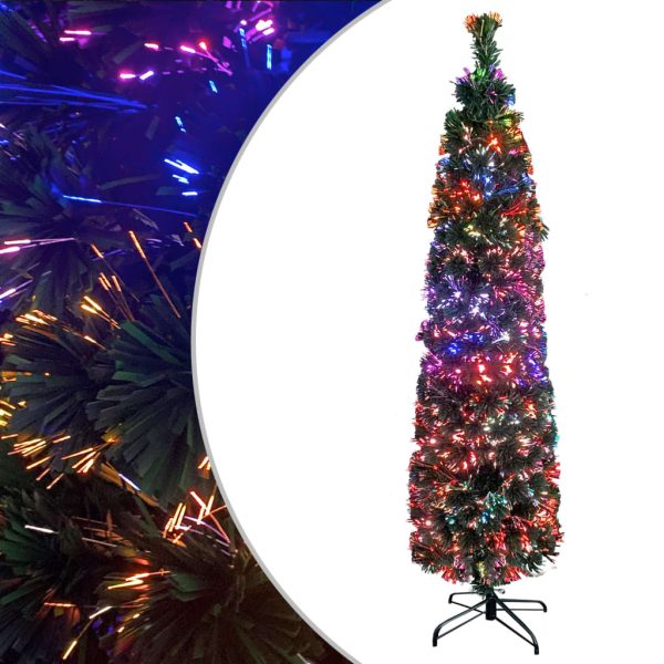 Artificial Slim Christmas Tree with Stand Fibre Optic