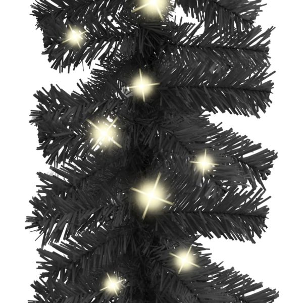 Christmas Garland with LED Lights – 10 M, Black