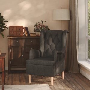 Armchair with Solid Rubber Wood Feet Fabric – Dark Grey, Without Footrest