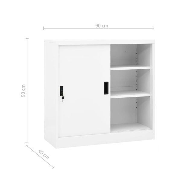 Office Cabinet with Sliding Door 90x40x90 cm Steel – White