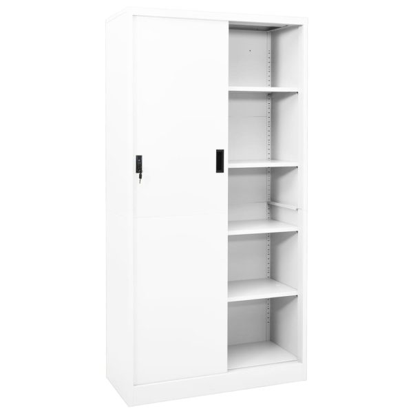 Office Cabinet with Sliding Door 90x40x180 cm Steel – White