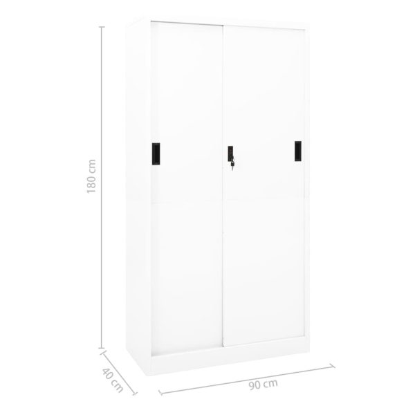 Office Cabinet with Sliding Door 90x40x180 cm Steel – White