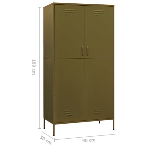 Wardrobe Olive 90x50x180 cm Steel – Olive Green