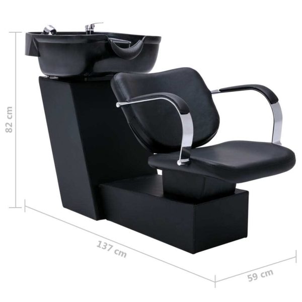 Shampoo Chair with Washbasin Black 137x59x82 cm Faux Leather