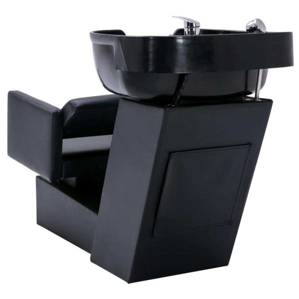 Shampoo Chair with Washbasin Black 129x59x82 cm Faux Leather