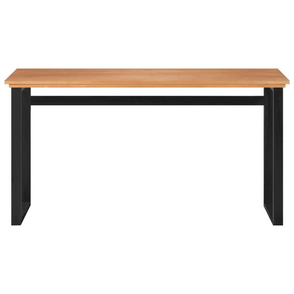 Desk Solid Teak Wood – 120x45x75 cm, Black