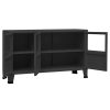 Industrial Sideboard 105x35x62 cm Metal and Glass – Black