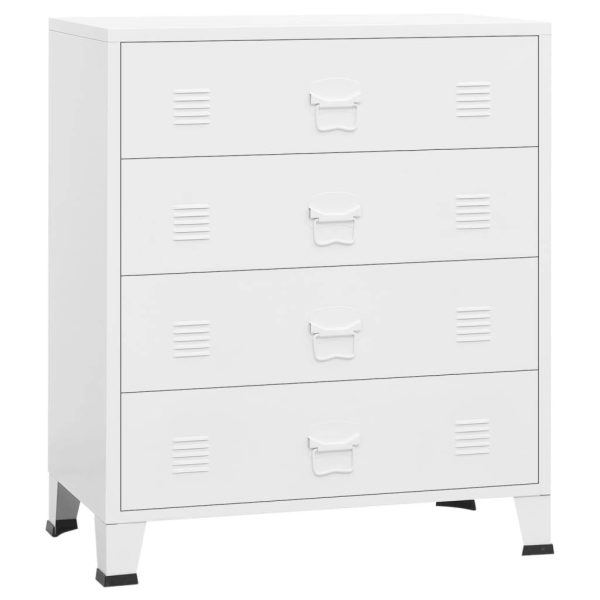 Chest of Drawers Metal Industrial Style 78x40x93 cm – White