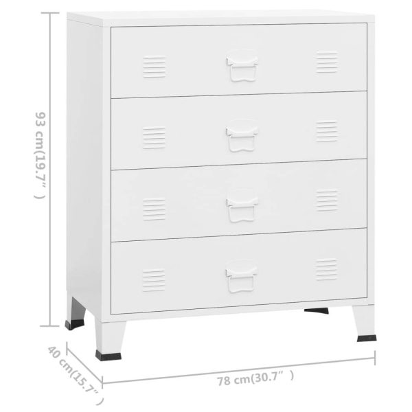 Chest of Drawers Metal Industrial Style 78x40x93 cm – White