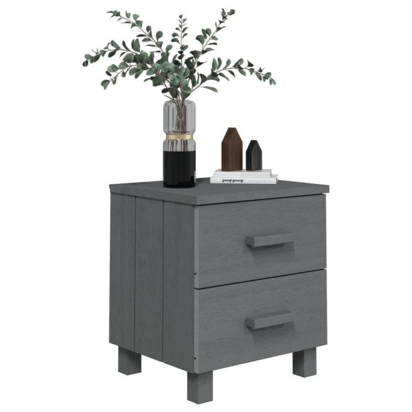 Hopkinsville Bedside Cabinet 40x35x44.5 cm Solid Wood Pine – Dark Grey, 1