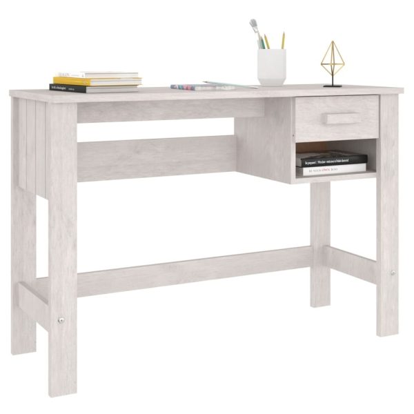 Desk 110x40x75 cm Solid Wood Pine – White